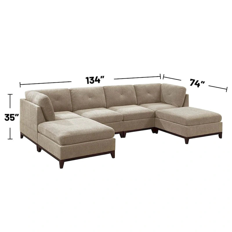 6 Piece Chenille Modular Setional Set