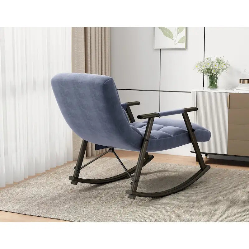 Velvet Rocking Chair With Foot Rest