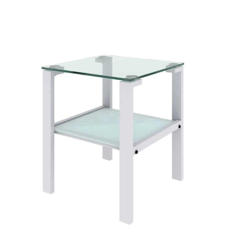 Set of 2, Glass two layer tea table, small round table, bedroom corner table, living room side table,Black