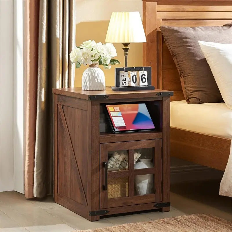 End Table with Charging Station - 18D x 18W x 24H
