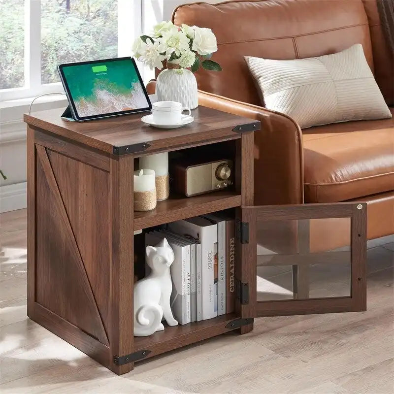 End Table with Charging Station - 18D x 18W x 24H
