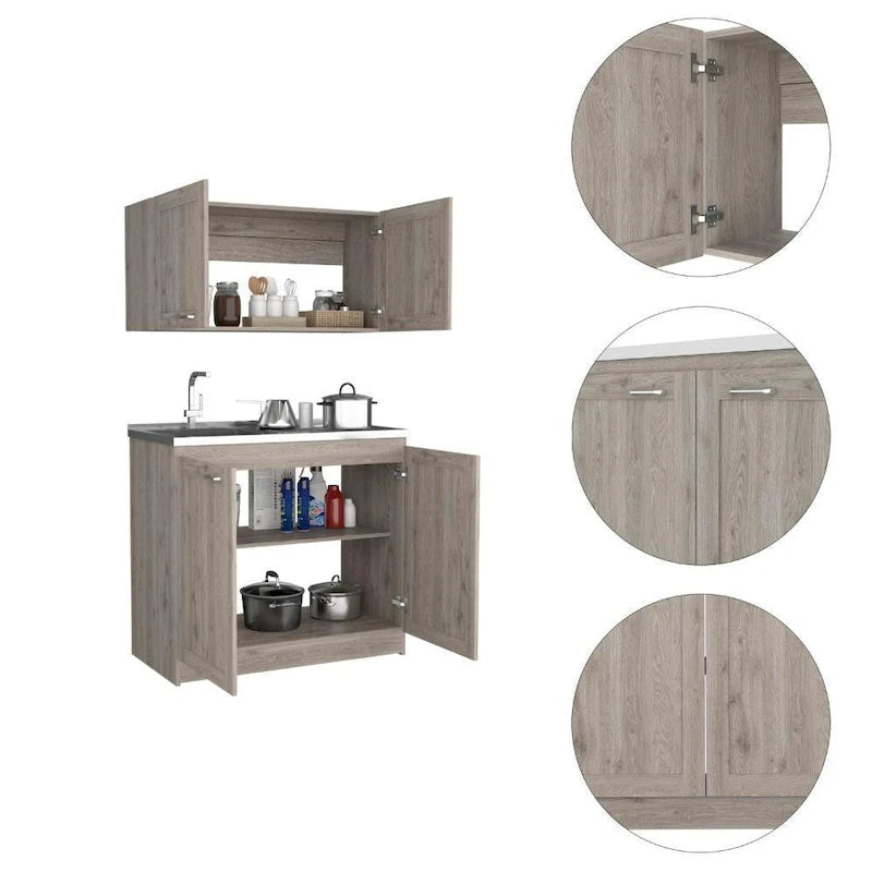 Zurich Cabinet Set, Two Shelves