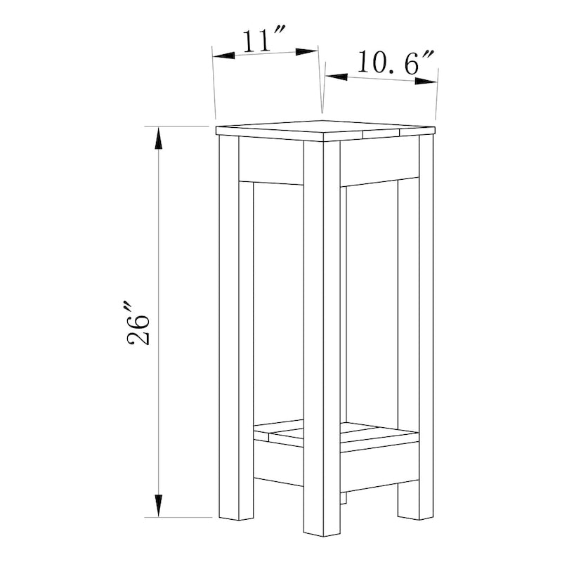 26 High Small Side Table End Table Square Nightstand for Bedroom Bed Side Living Room Sofa, D11 * W10.6 * H26