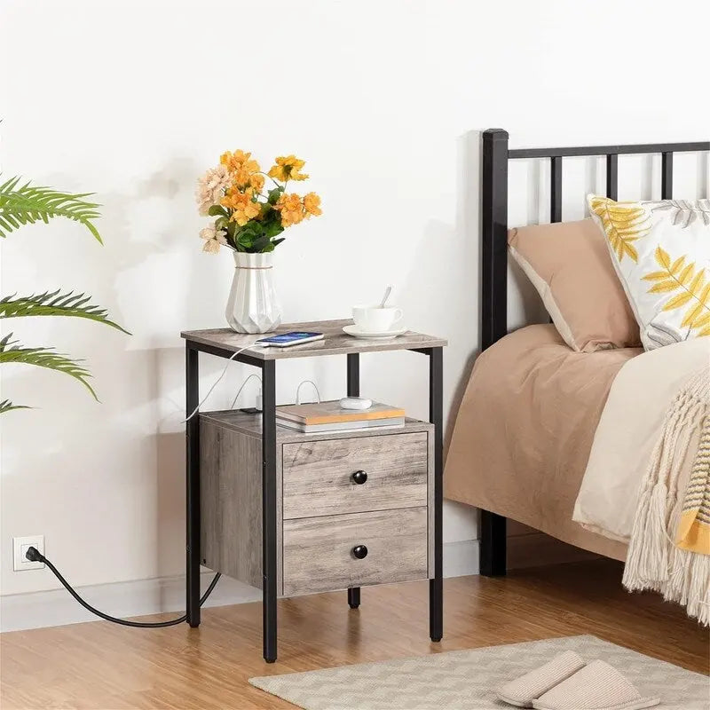 End Table with Charging Station - 15.7D x 15.7W x 24H