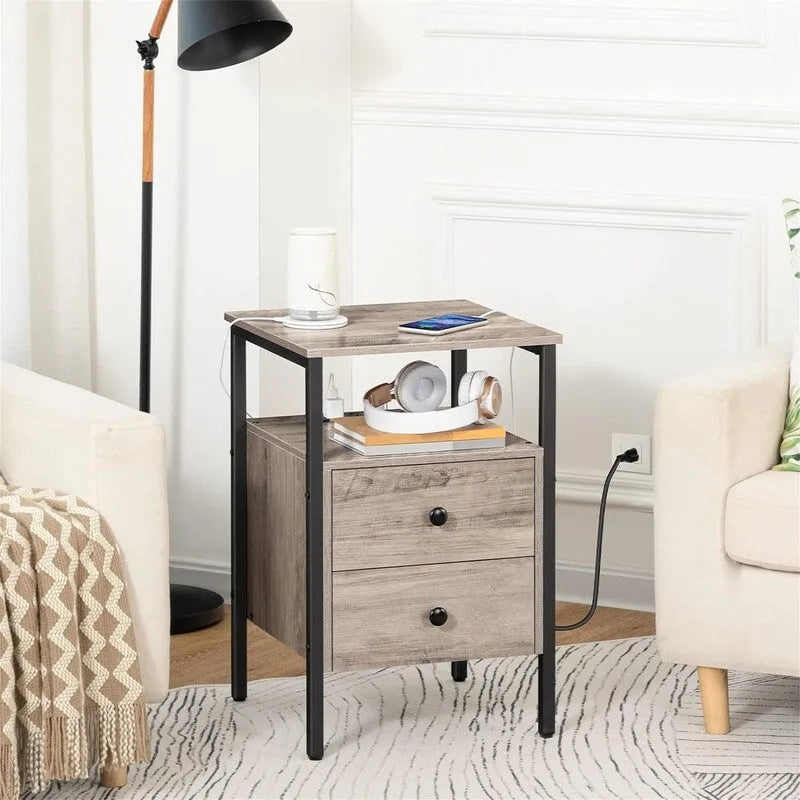 End Table with Charging Station - 15.7D x 15.7W x 24H