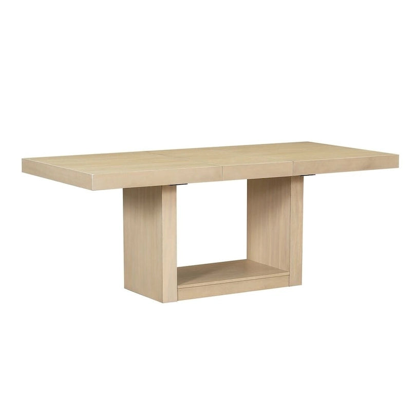 Contemporary 6-Piece Extendable Wood Dining Table Set Kitchen Table Set with Upholstered Bench and 4 Dining Chairs