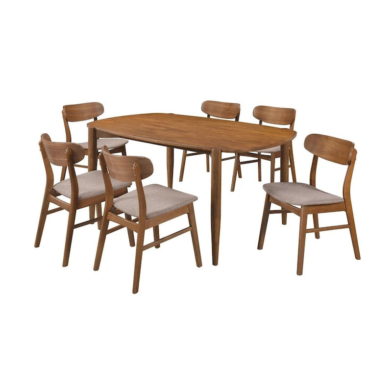 Whisten Walnut 7-piece Solid Wood Dining Set