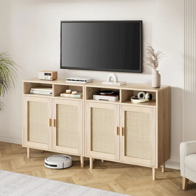 Eie Modern Rattan Buffet Cabinet - 62.9D x 15.7W x 36.2H
