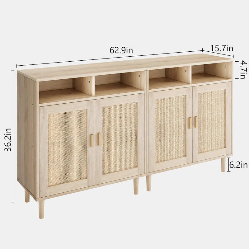Eie Modern Rattan Buffet Cabinet - 62.9D x 15.7W x 36.2H