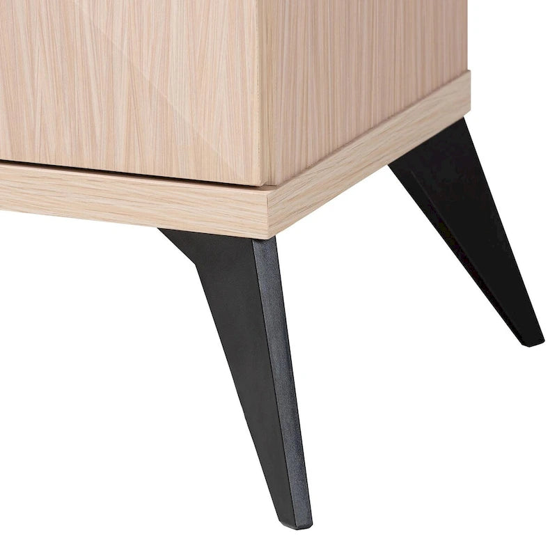 Draper Mid-Century Modern Two-Tone Light Brown and Black Wood 2-Door Sideboard Buffet