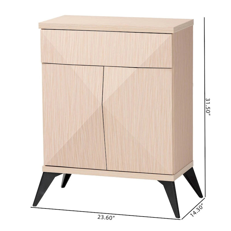 Draper Mid-Century Modern Two-Tone Light Brown and Black Wood 2-Door Sideboard Buffet