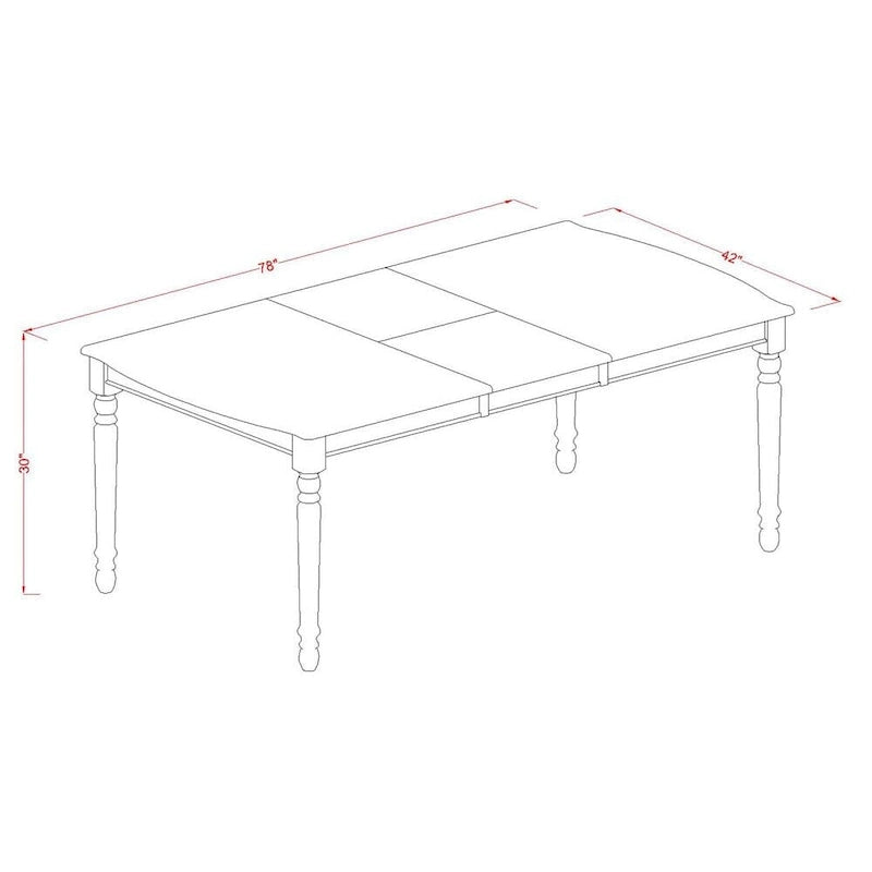 East West Furniture 5 Piece Dining Table Set- a Rectangle Kitchen Table and 4 Kitchen Dining Chairs, Linen White