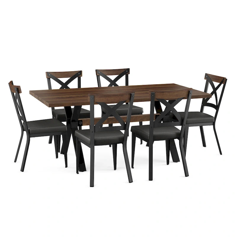 Amisco Leonie Wood Table and Snyder Chairs 7-Pieces Dining Set