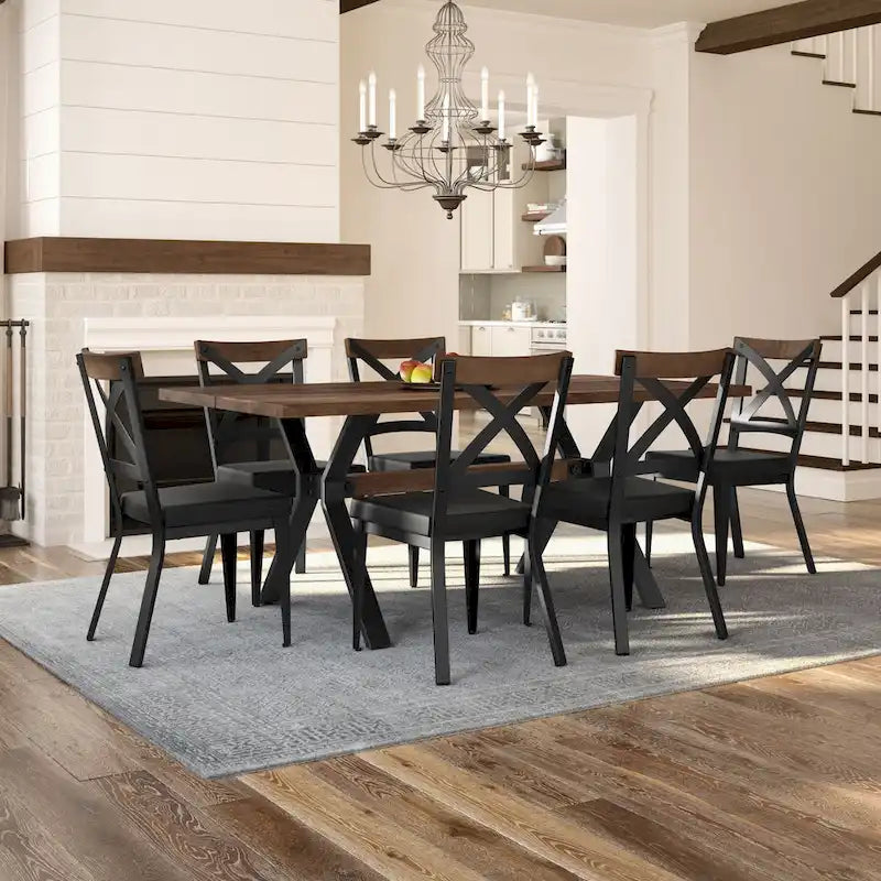 Amisco Leonie Wood Table and Snyder Chairs 7-Pieces Dining Set
