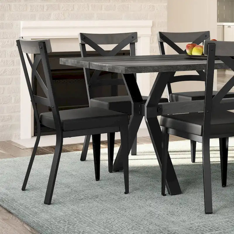Amisco Leonie Wood Table and Snyder Chairs 7-Pieces Dining Set