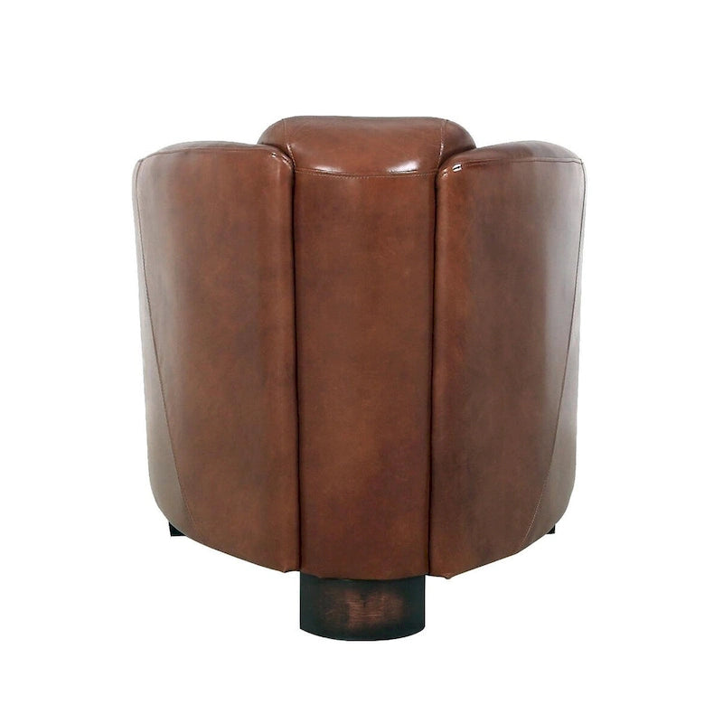 Pasargad Home Madison Top Grain Leather Armchair, Brown - W27.5xD30xH27