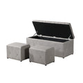 Rectangular Storage Ottoman Short velvet with 2 Set Ottomans