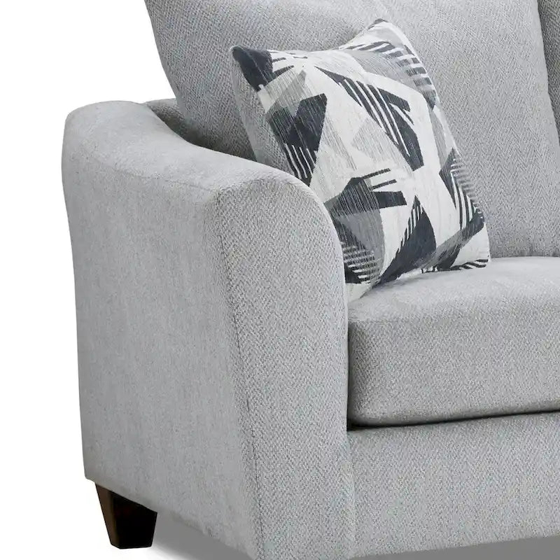 Roundhill Furniture Duleek 3-Piece Living Room Set, Herringbone Silver