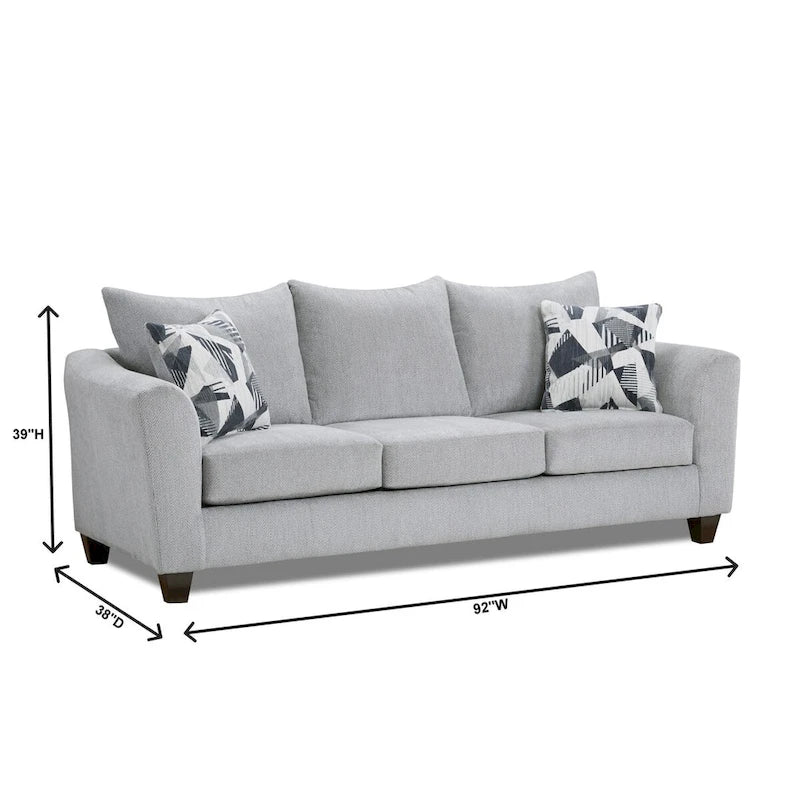 Roundhill Furniture Duleek 3-Piece Living Room Set, Herringbone Silver