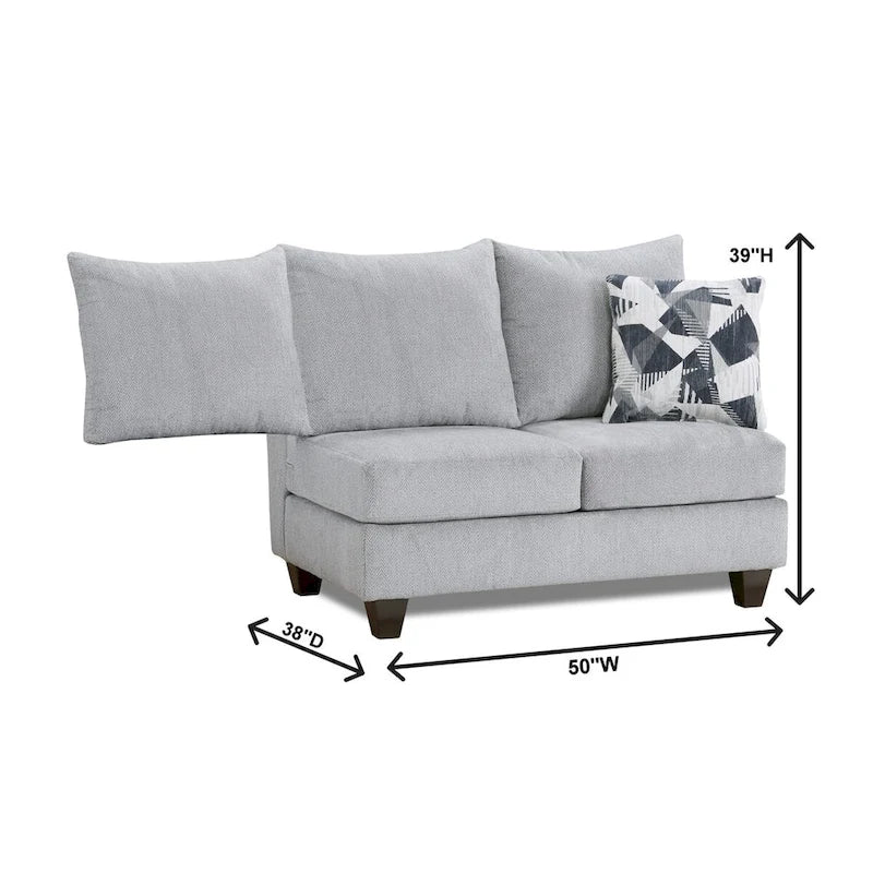 Roundhill Furniture Duleek 3-Piece Living Room Set, Herringbone Silver