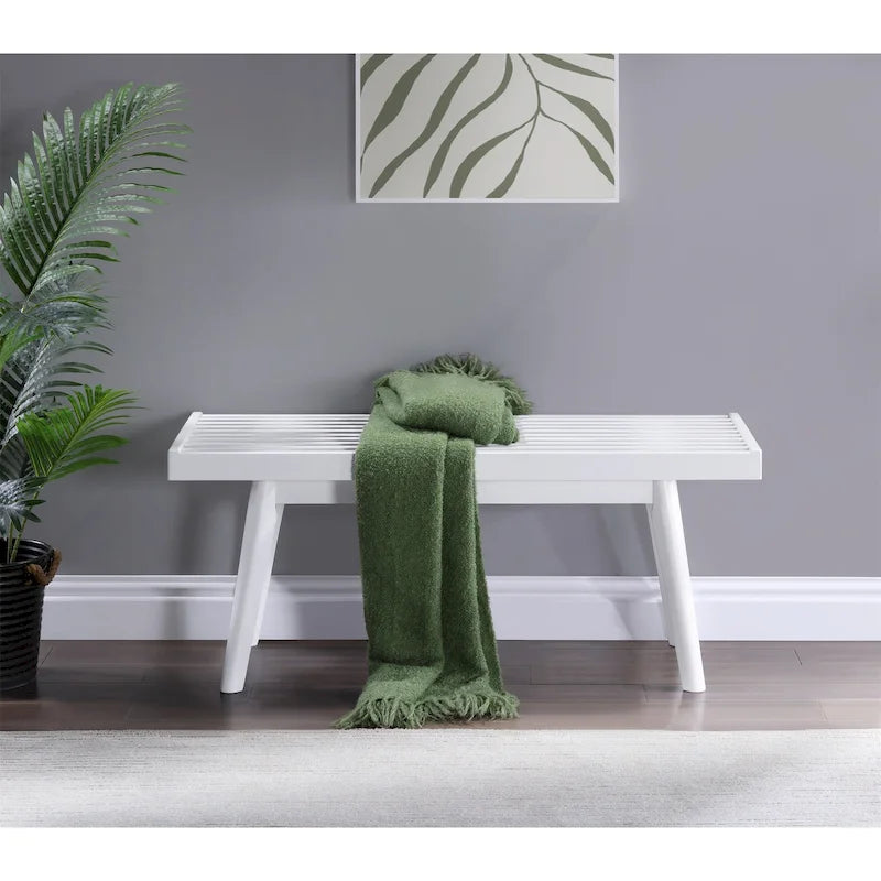 Solid Wood Slatted Bench