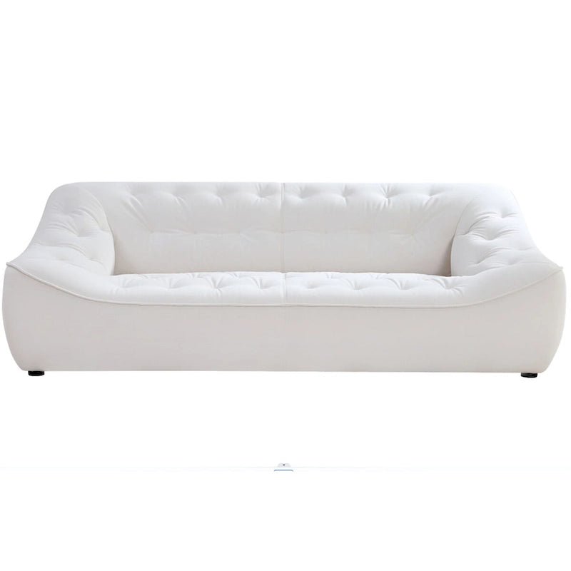 White Durable Fabric Sofa with Solid Wood Frame