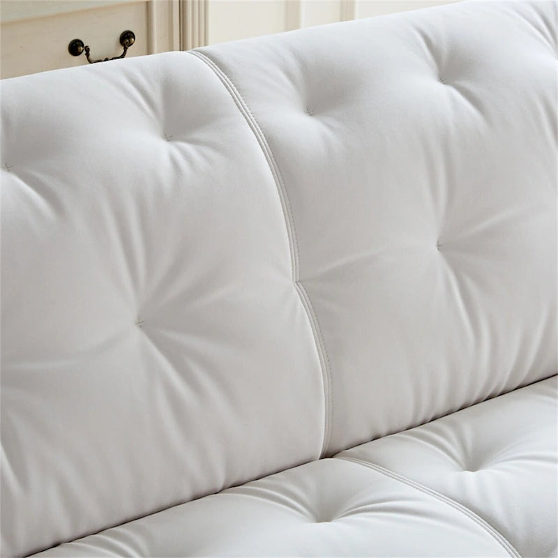 White Durable Fabric Sofa with Solid Wood Frame