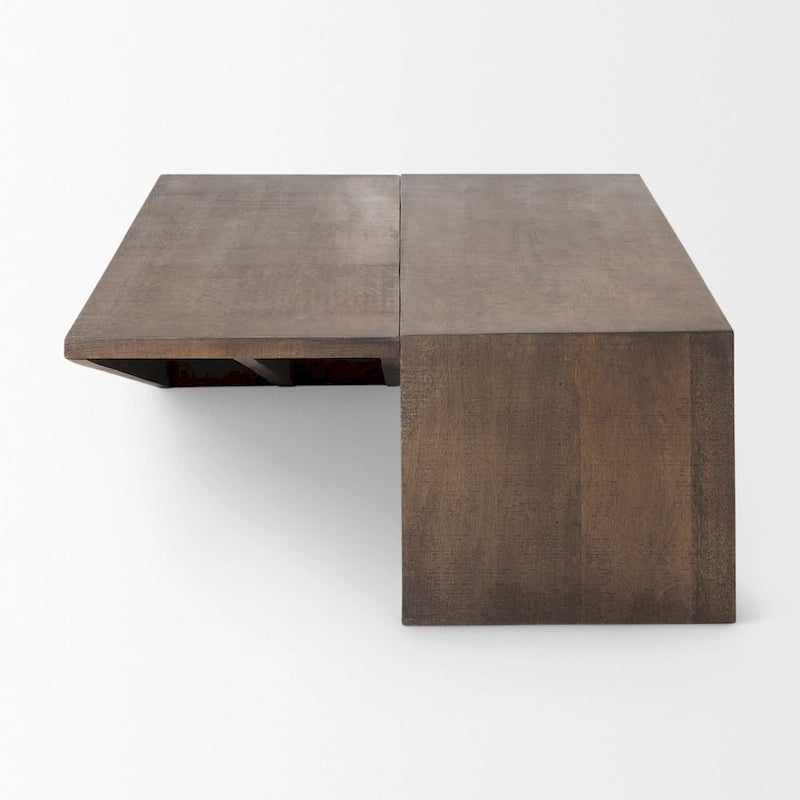 West Medium Brown Solid Wood Angular Coffee Table - 58.5L x 19W x 19H