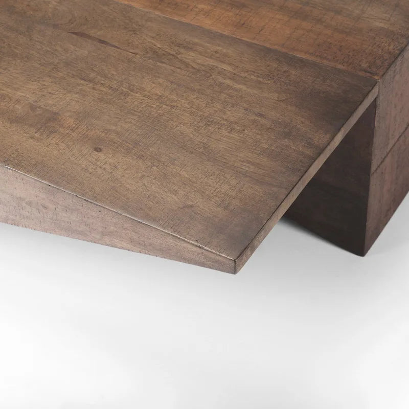 West Medium Brown Solid Wood Angular Coffee Table - 58.5L x 19W x 19H