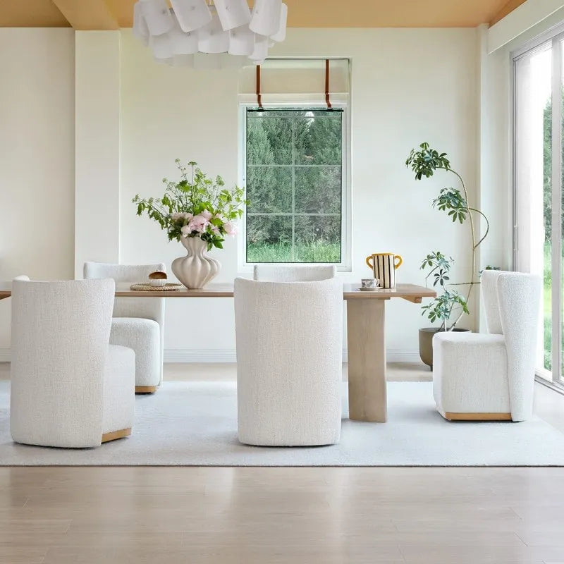 Brian Modern Dining Chairs with Casters&Wood Base Set of 2