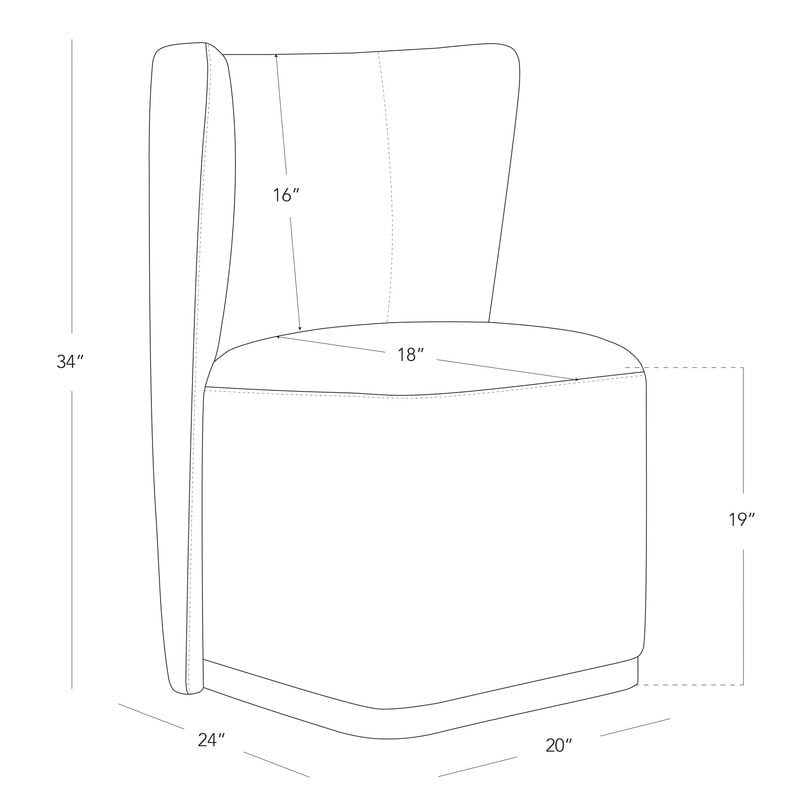 Brian Modern Dining Chairs with Casters&Wood Base Set of 2