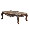 HomeRoots 57 Brown And Oak Faux Marble And Solid And Manufactured Wood Coffee Table - 57