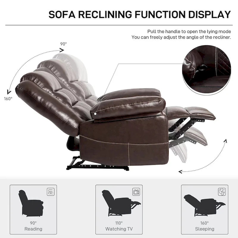 Breathable Leather Massage Recliner Chair Manual Living Room Reclining Sofa
