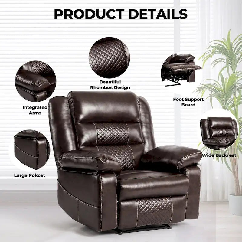 Breathable Leather Massage Recliner Chair Manual Living Room Reclining Sofa