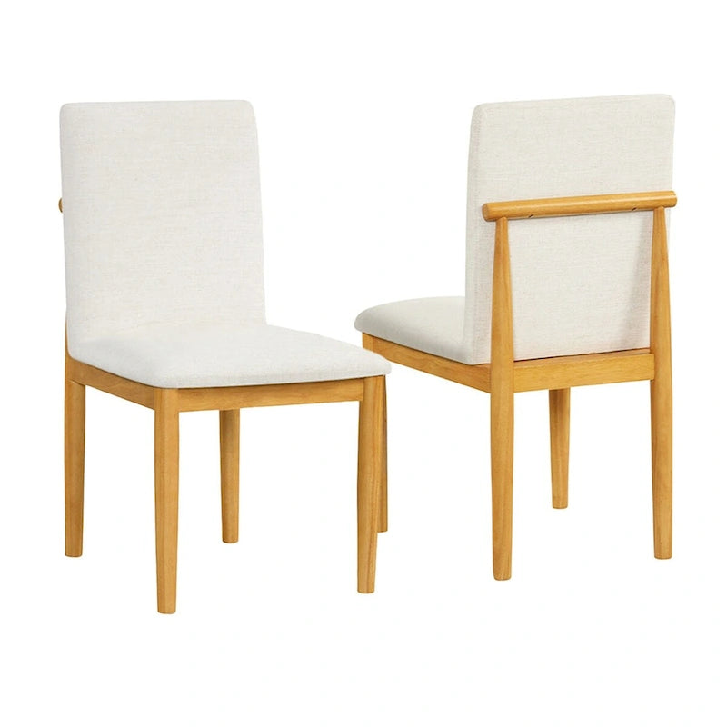 HomePop Modern Upholstered dining chair - Cream Textured Woven (Set of 2)
