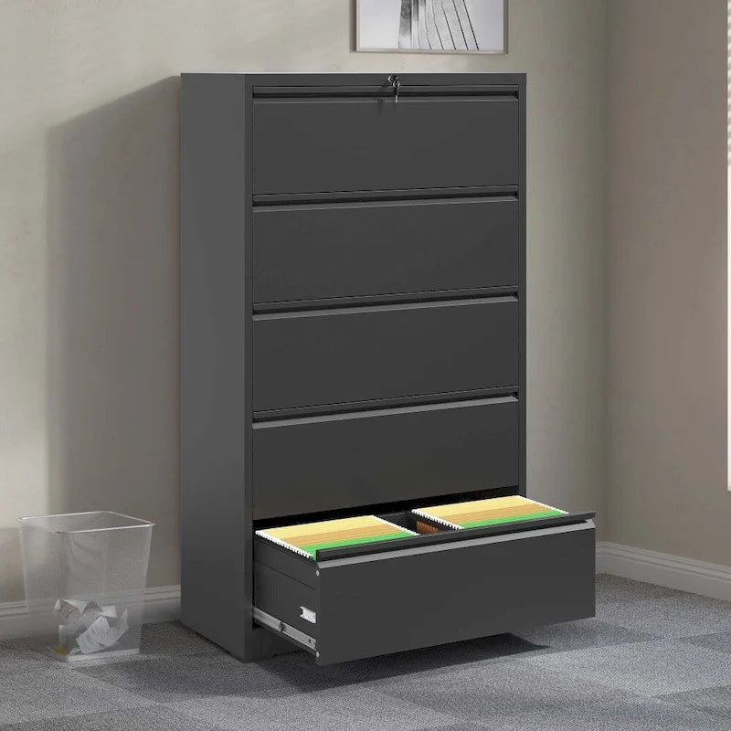 5 Drawer Lateral File Cabinet with Lock, for Legal/Letter/A4/F4 Size