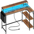 L Shaped Gaming Desk with LED Lights