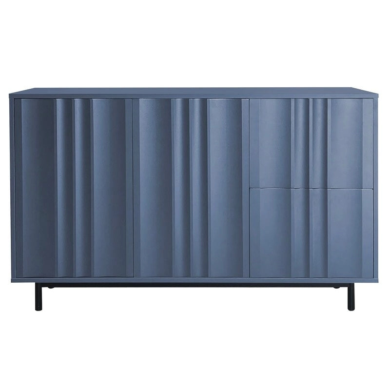 Wave Pattern Storage Cabinet with 2 Doors and 2 Drawers, Adjustable, Suitable for Study,Entrance and Living Room