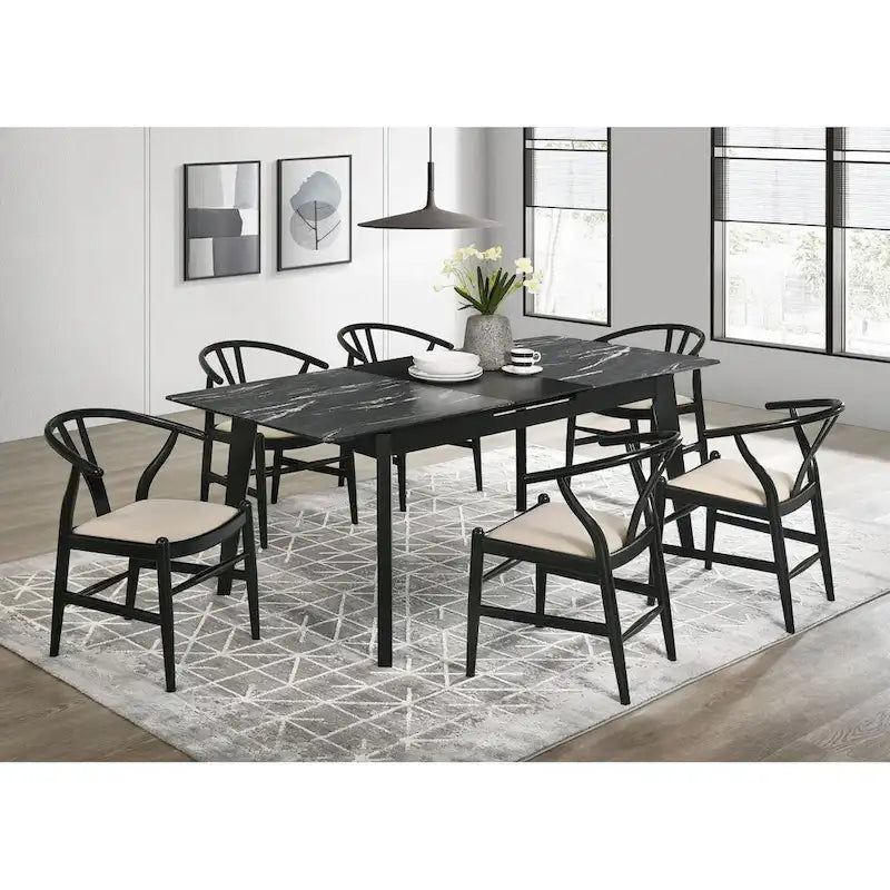 Bellingham Black Dining Table with Self-Storing Extension Leaf