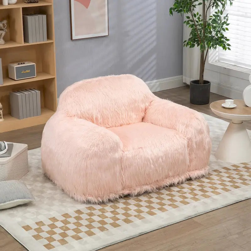 Bean bag chair lazy long hair sofa adult, teen high density foam filled modern focus chair