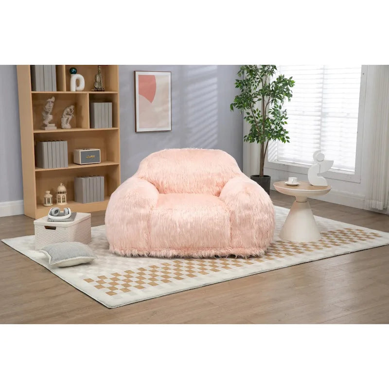 Bean bag chair lazy long hair sofa adult, teen high density foam filled modern focus chair