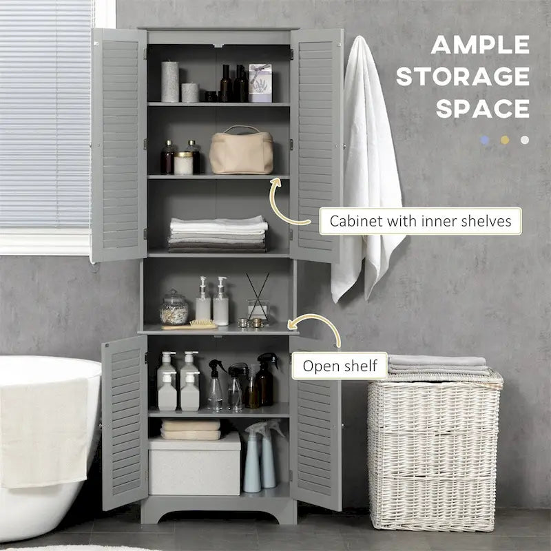 Tall Narrow Bathroom Storage Cabinet w/Doors and Shelf Adjustability