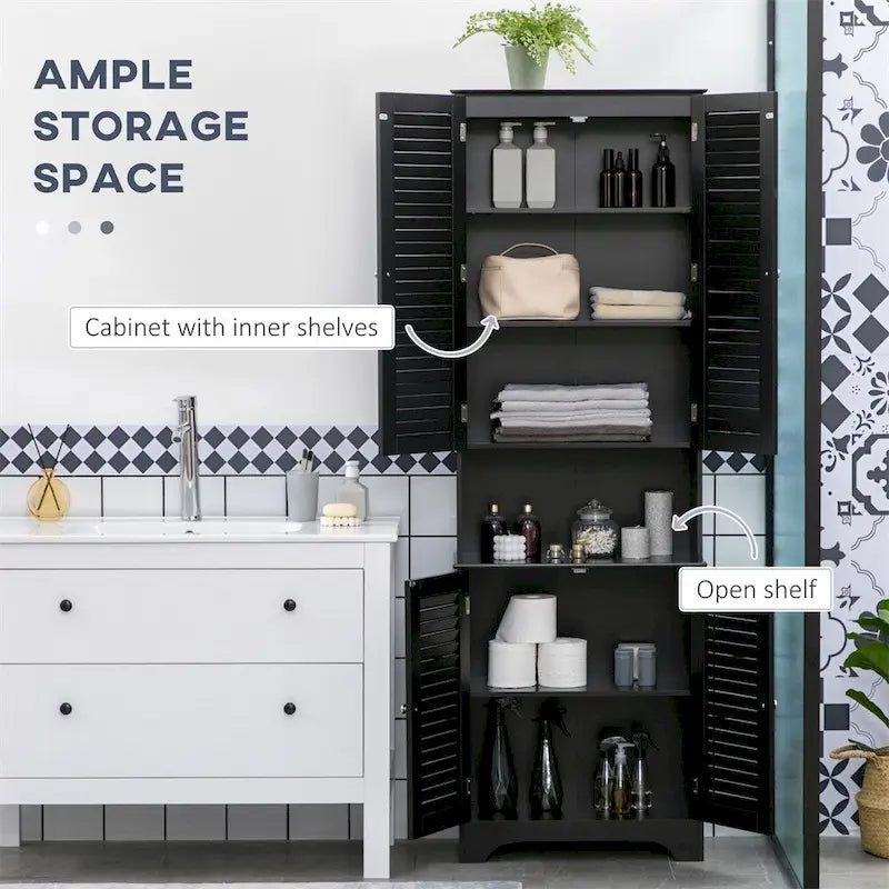 Tall Narrow Bathroom Storage Cabinet w/Doors and Shelf Adjustability