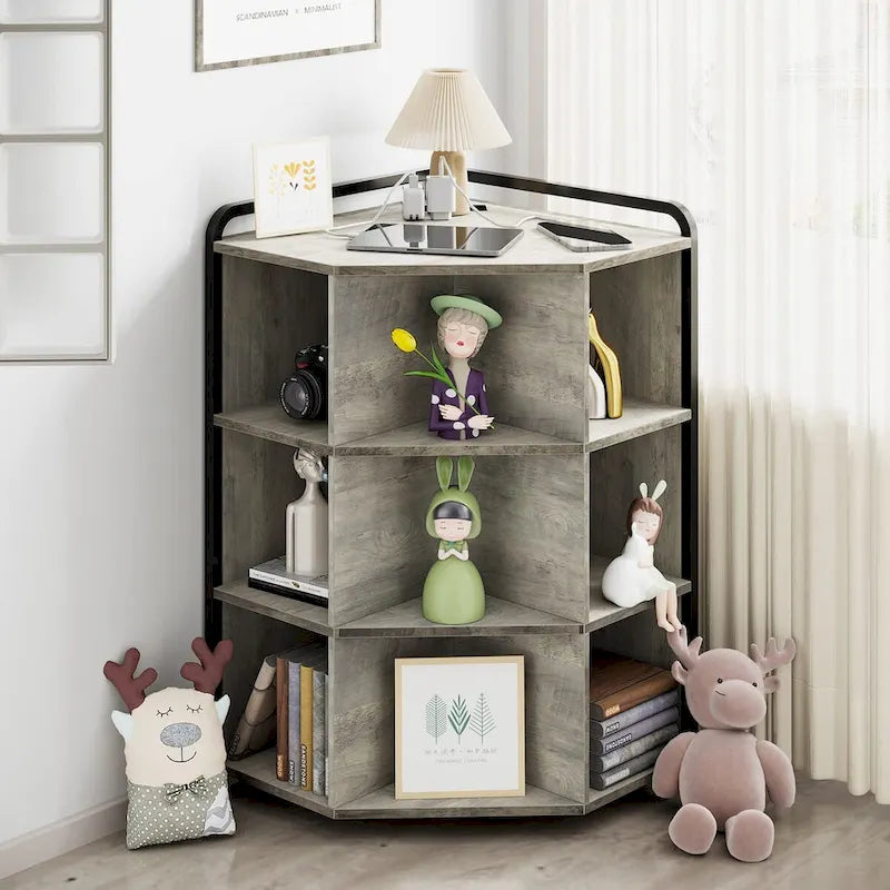 Corner Cabinet with USB Ports and Outlets