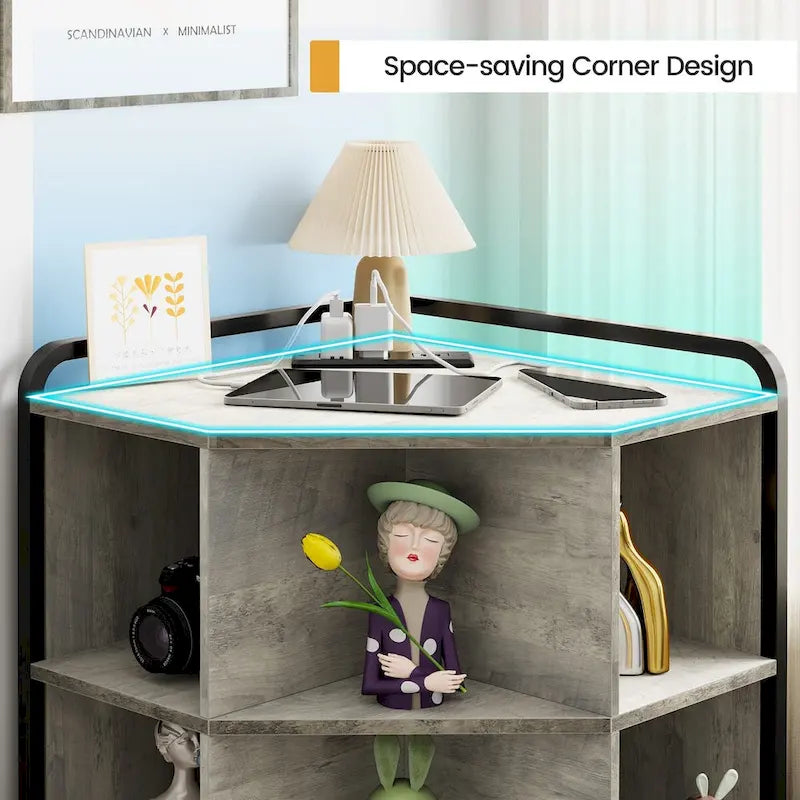 Corner Cabinet with USB Ports and Outlets
