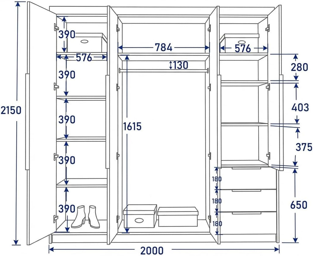A&J MöbelLand VIVO Kleiderschrank in Weiß