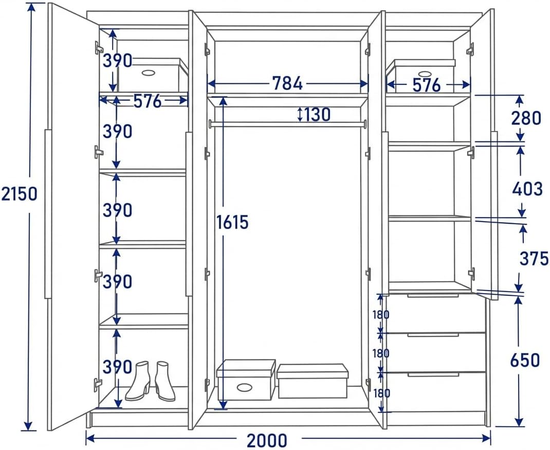 A&J MöbelLand VIVO Kleiderschrank in Weiß