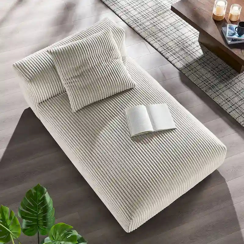 Solace Modular Corduroy Upholstered Armless Chaise Lounge