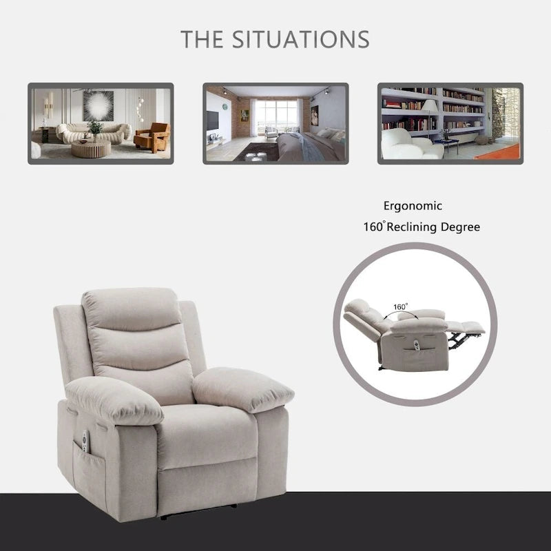 Power Recliner Chair with Adjustable Massage Function