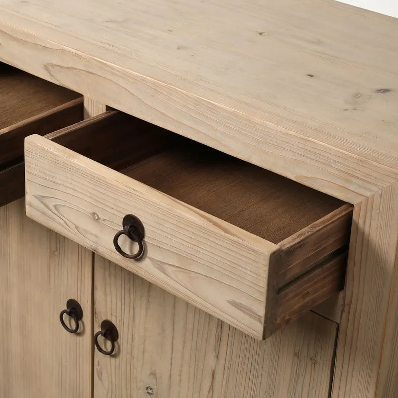 Two Drawers Cabinet Weathered Natural Solid Pine
